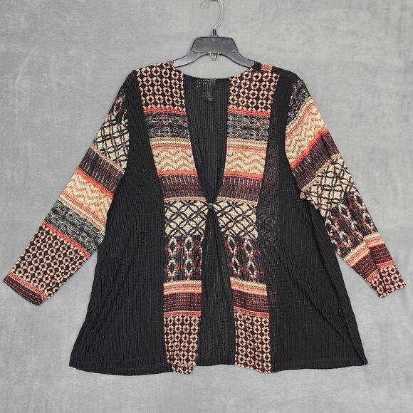 Catherines Mesh Cardigan Petite 1XWP 18/20WP Black Red Artsy Boho Coastal - Picture 2 of 10